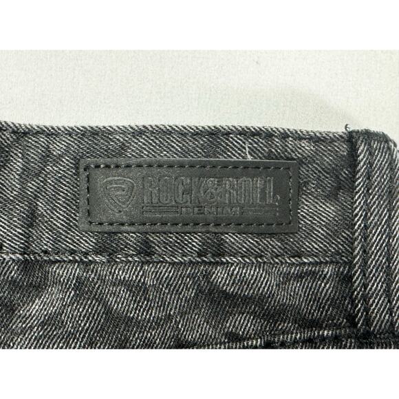 Rock & Roll Denim Youth Girls Trouser Leopard Print Black Jeans - 14 (26x30.5) - Picture 4 of 6